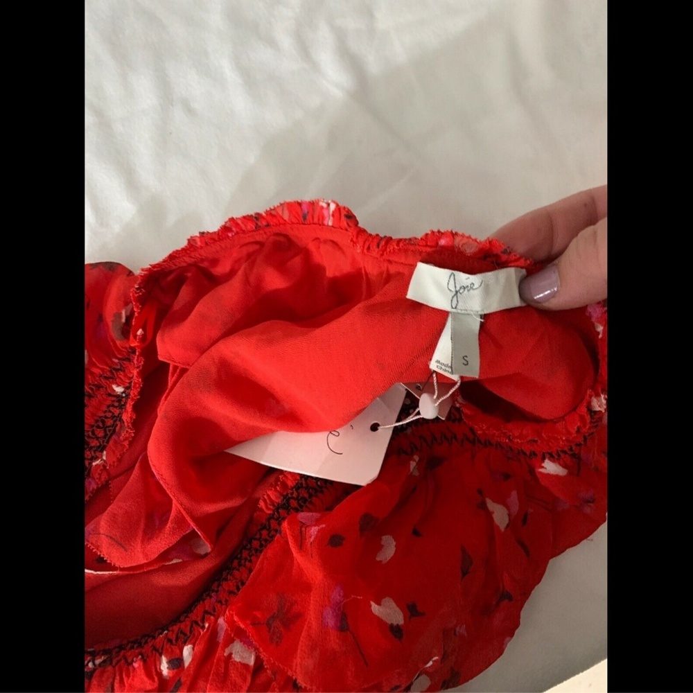 NWT $398 Joie Hafsa One Shoulder Silk Dress in Matador‎ Red [SZ Small ] - Picture 7 of 8